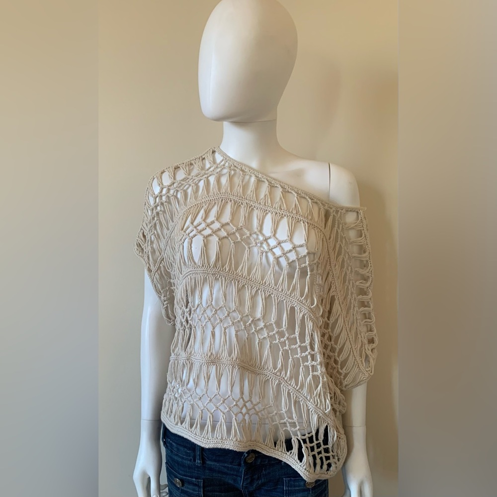 Express Beige Crochet Top Sz S